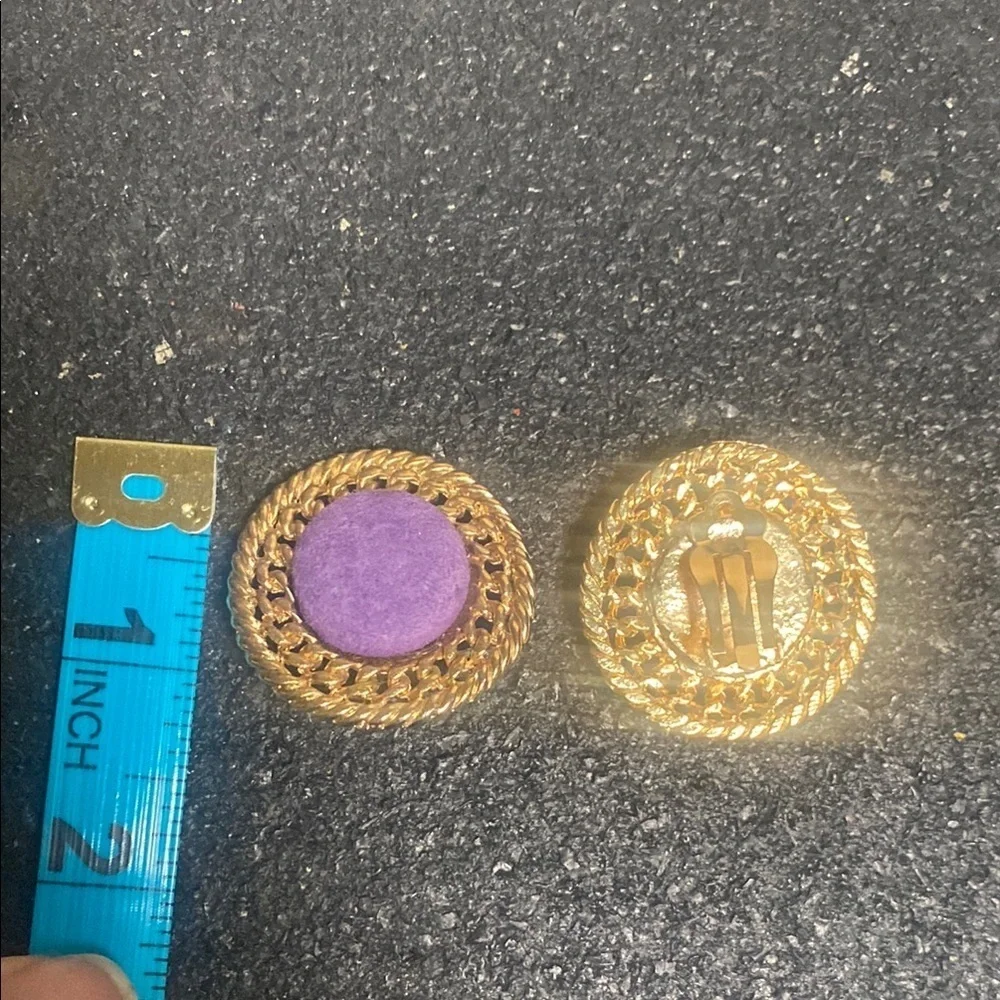 80s/90s Elegant Purple and Gold Clip Earrings